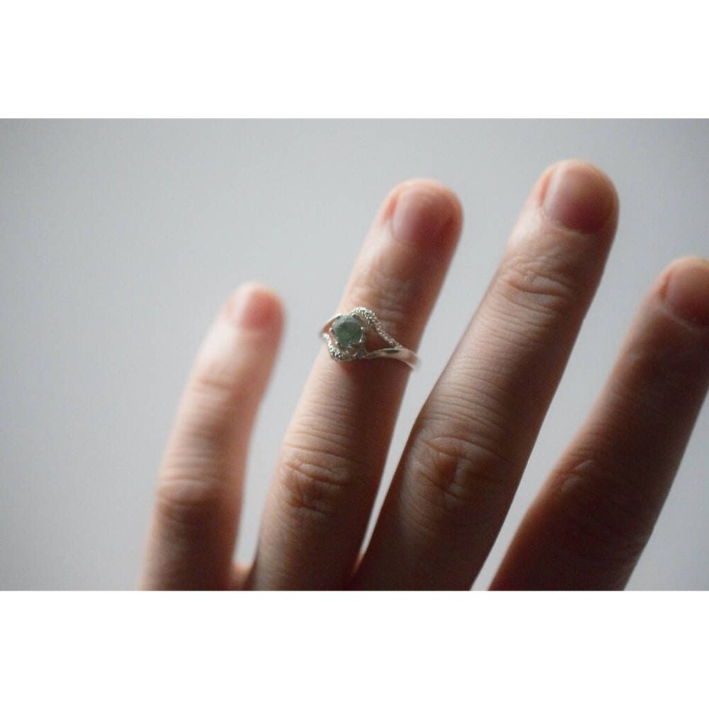 Natural Emerald Ring, Raw Emerald Ring, Engagement Ring, Rough Emerald Ring, Wed - Picture 4 of 4
